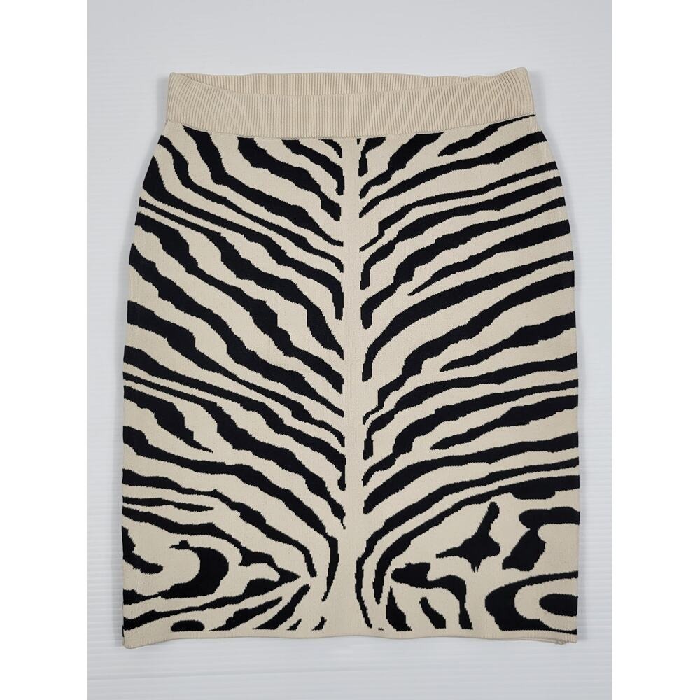 Bebe Zebra Animal Print Rayon Nylon Blend Retro Skirt Womens Small